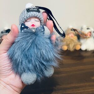 Plush Doll Keychain - Gray